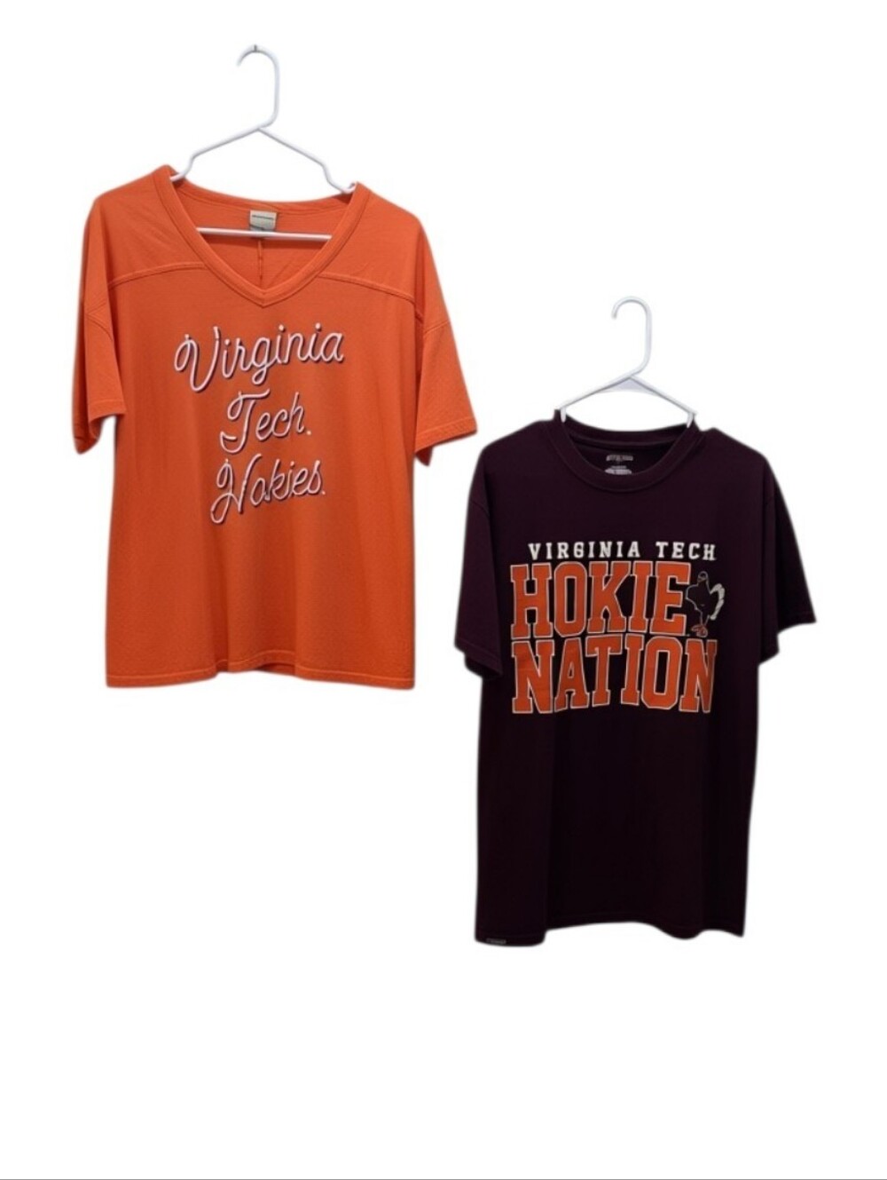 Virginia Tech Women's' Size M Short Sleeve T-Shirts Lot of 2- Orange & Maroon